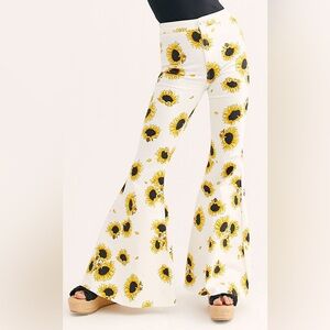 Free People - Just Float on Flare Sunflower Printed Jeans